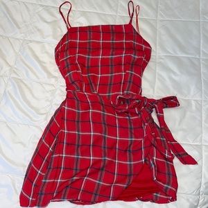Red Plaid Mini Dress!